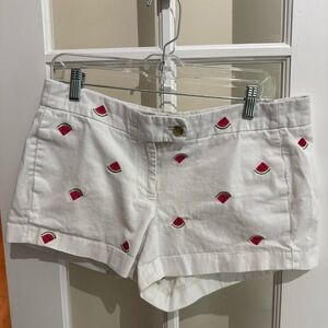 J Crew Chino Shorts Womens Size 10 Watermelon Embroidered Low Rise Summer